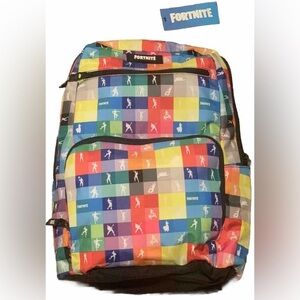 18” Fortnite Amplify Rainbow Checkered School Backpack NEW With TAGS